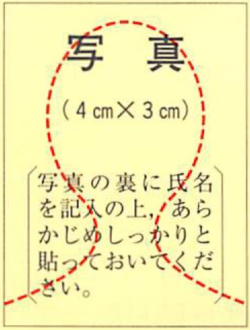 センター試験受験票 写真の大きさは縦４cm 横３cmのサイズ カナガク