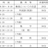 神奈川県公立高校入試 2022 学力検査の時間割